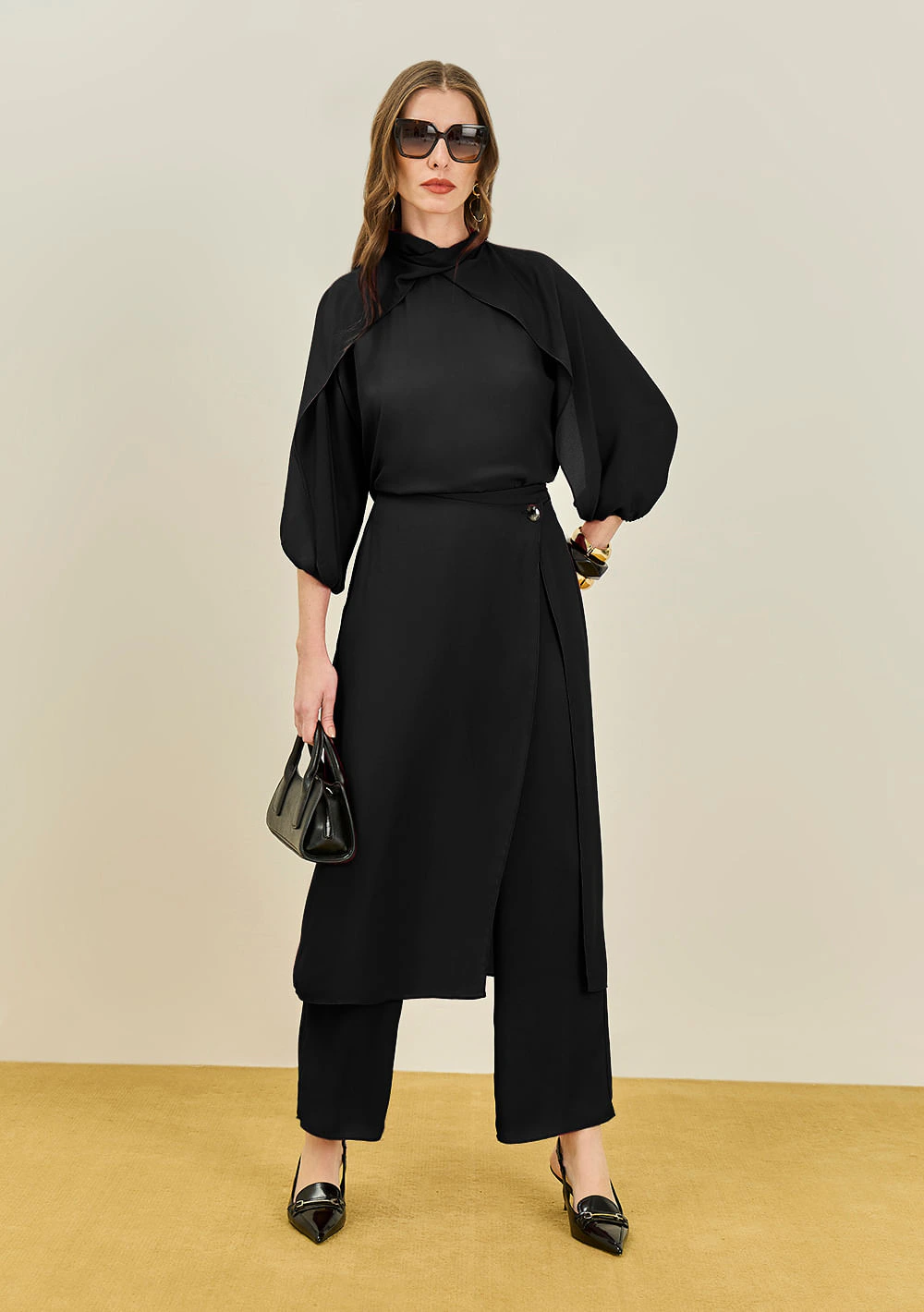 Calça Maria.Valentina Pantalona Alta Preto