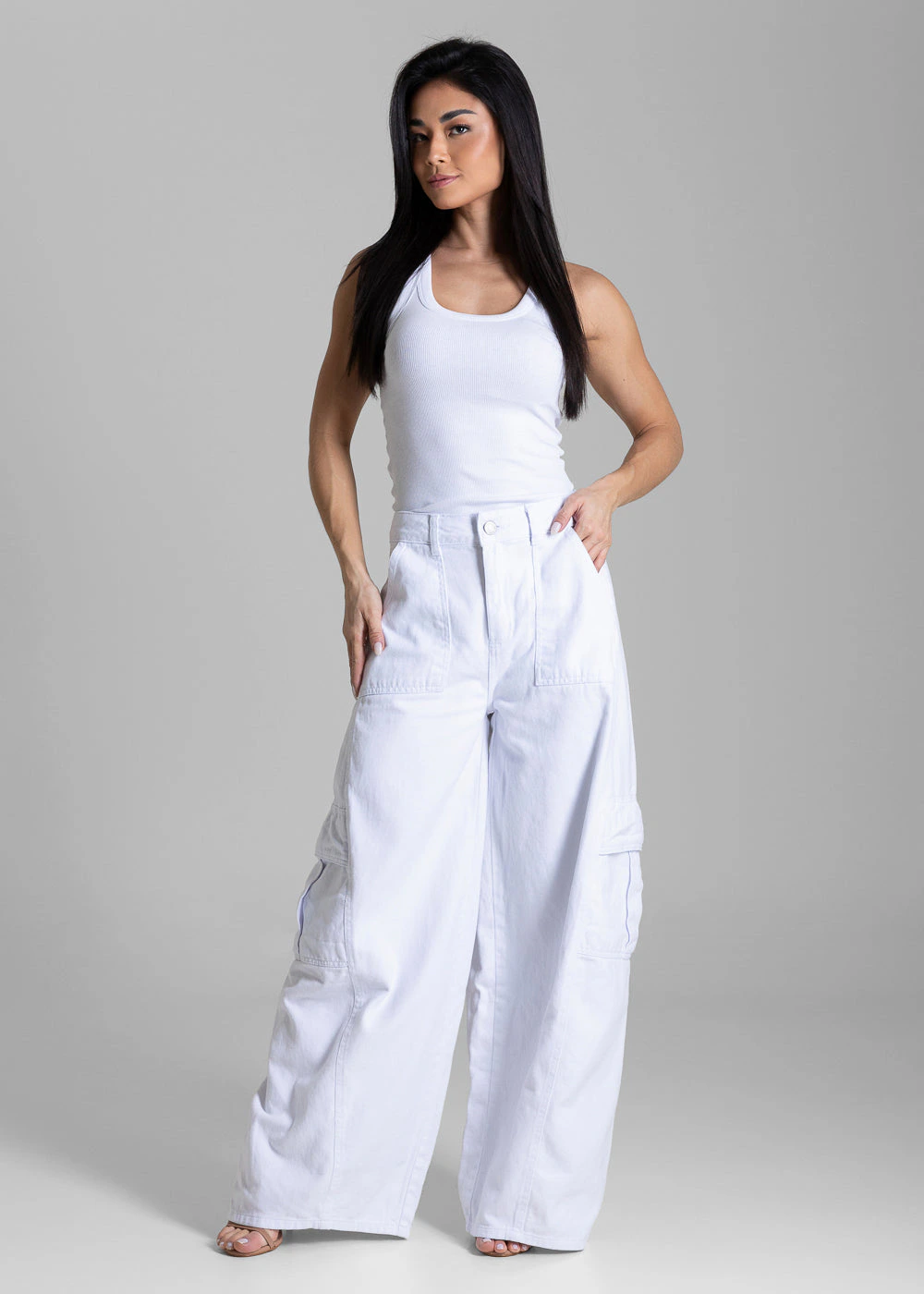 Calça Sarja Sawary Balloon Cargo - 283683 BRANCO