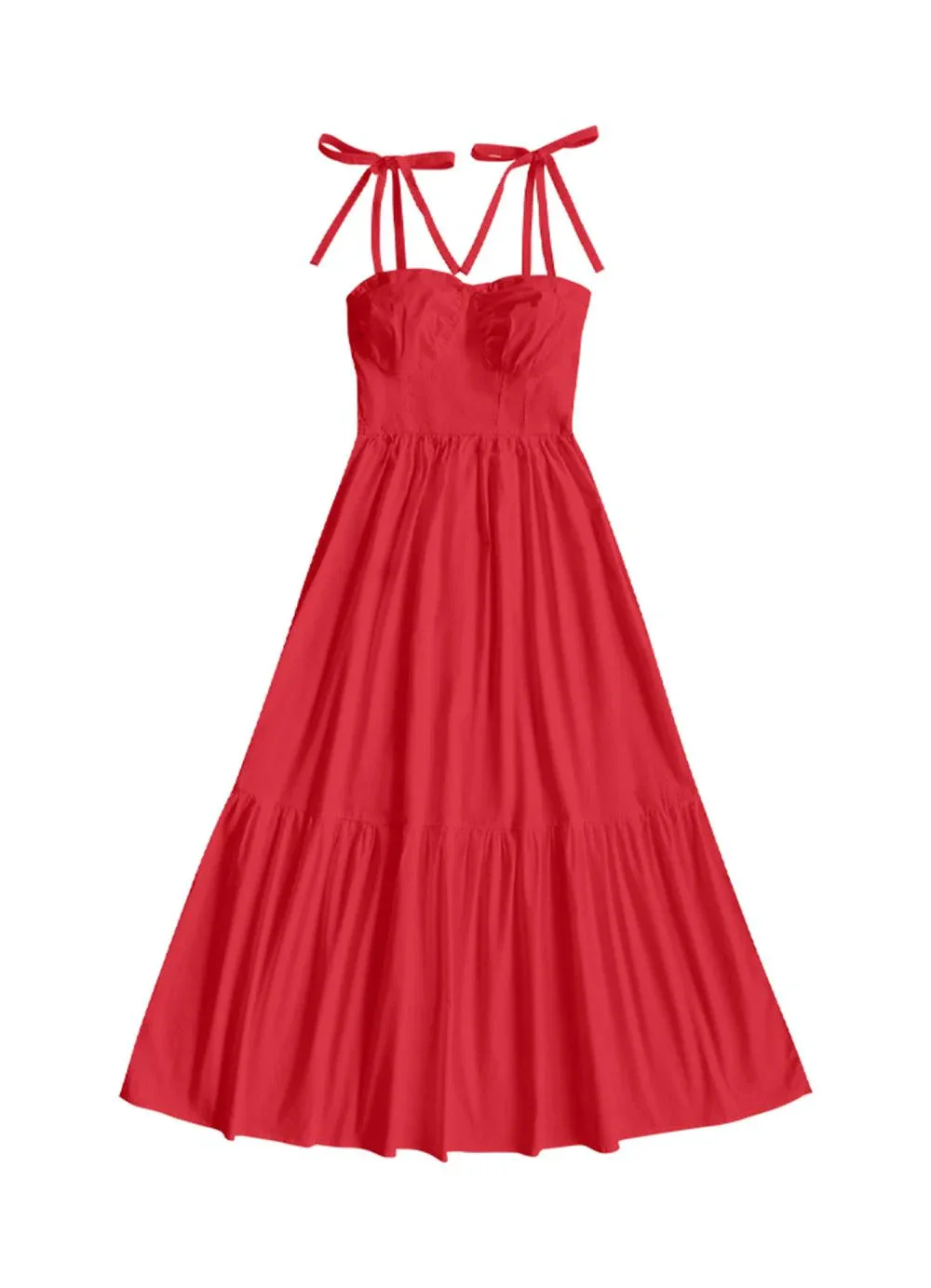 Angel - Vestido Midi Tricoline Vermelho