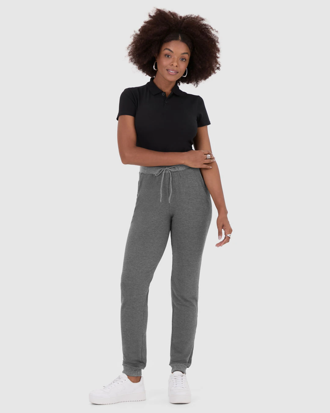 Calça Básica Feminina Jogger Em Moletinho De Viscose