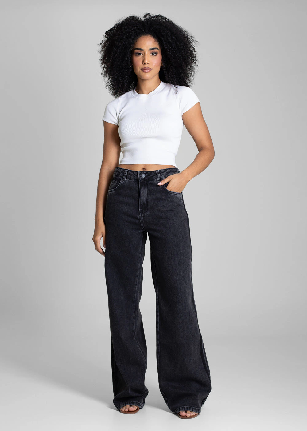 Calça Jeans Sawary Wide Leg - 283147 PRETO