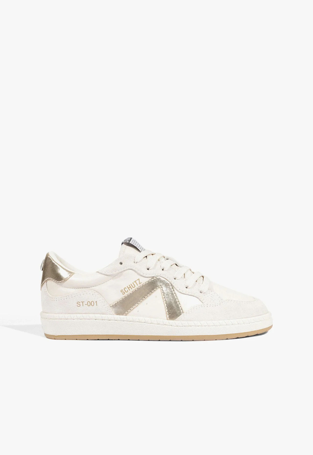 Tênis ST 001 Couro Off White e Dourado