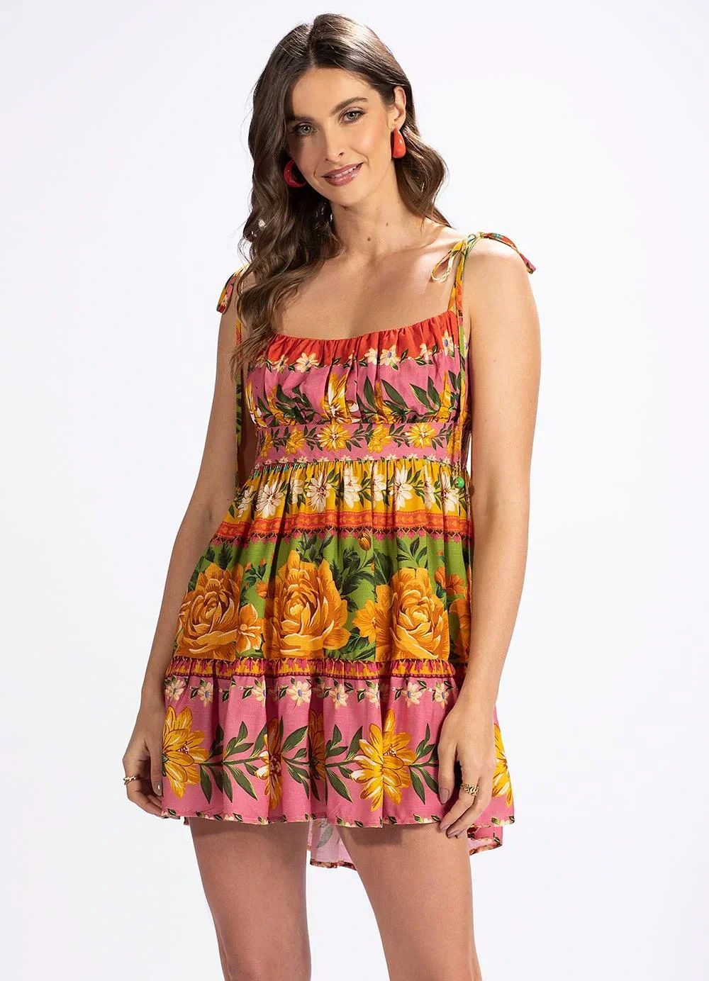 Farm - Vestido em Viscose Flori Rosa