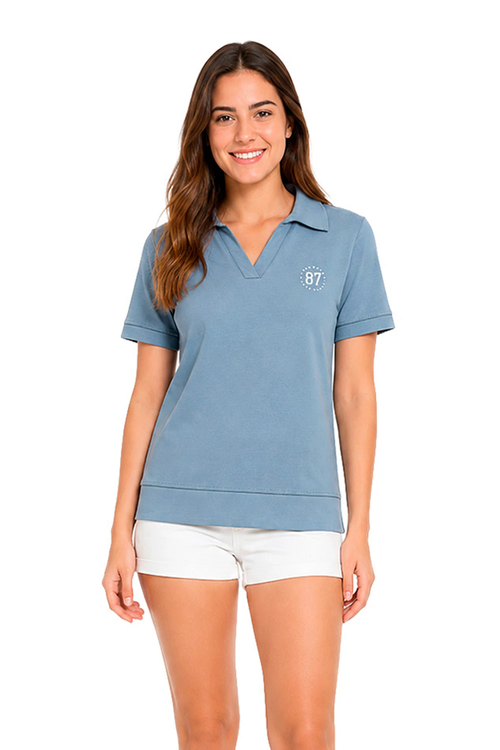 Camisa Polo Feminina Manga Curta Aéropostale AZUL JEANS