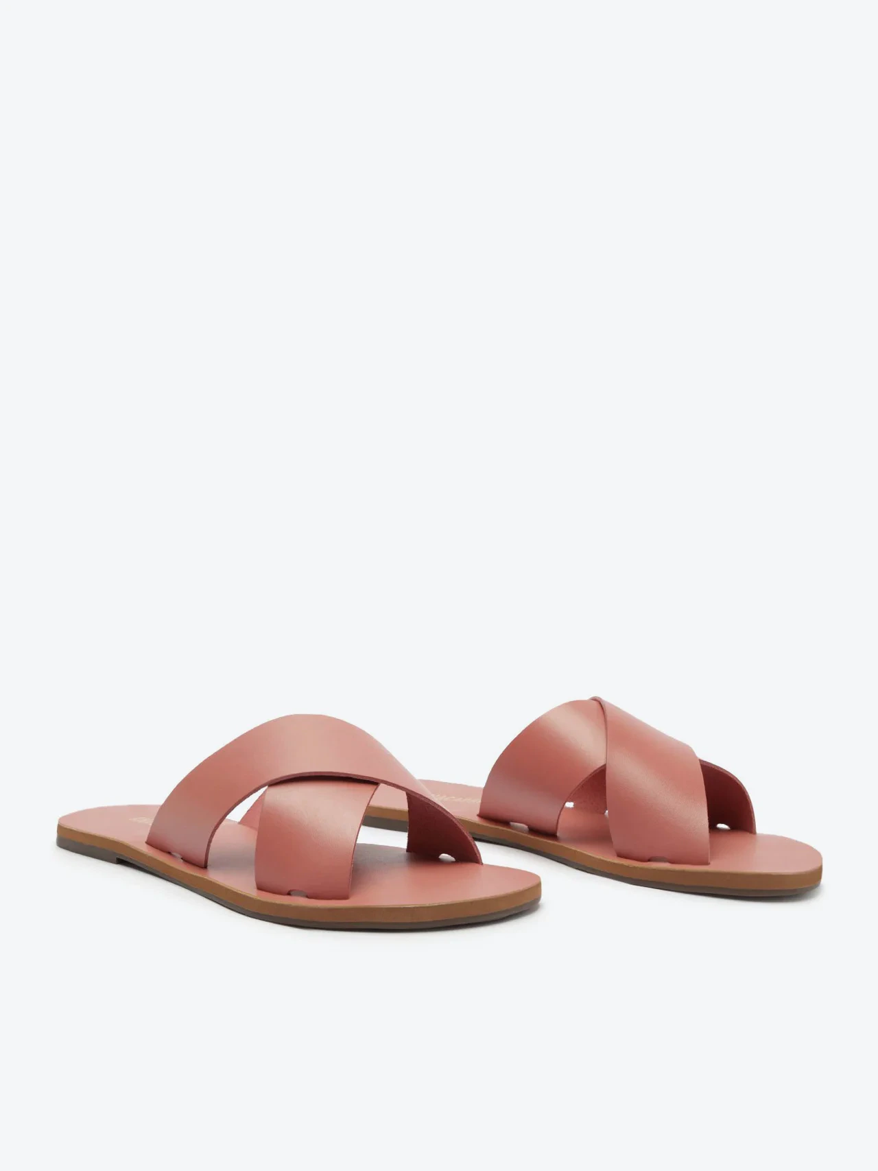 Rasteira Tiras Cruzadas Couro Rose