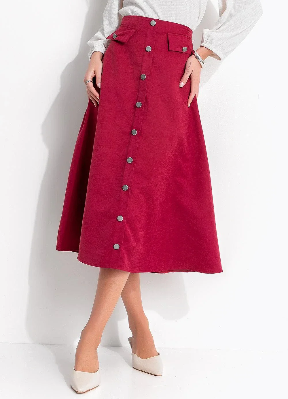 Quintess - Saia Marsala em Nylon Suede