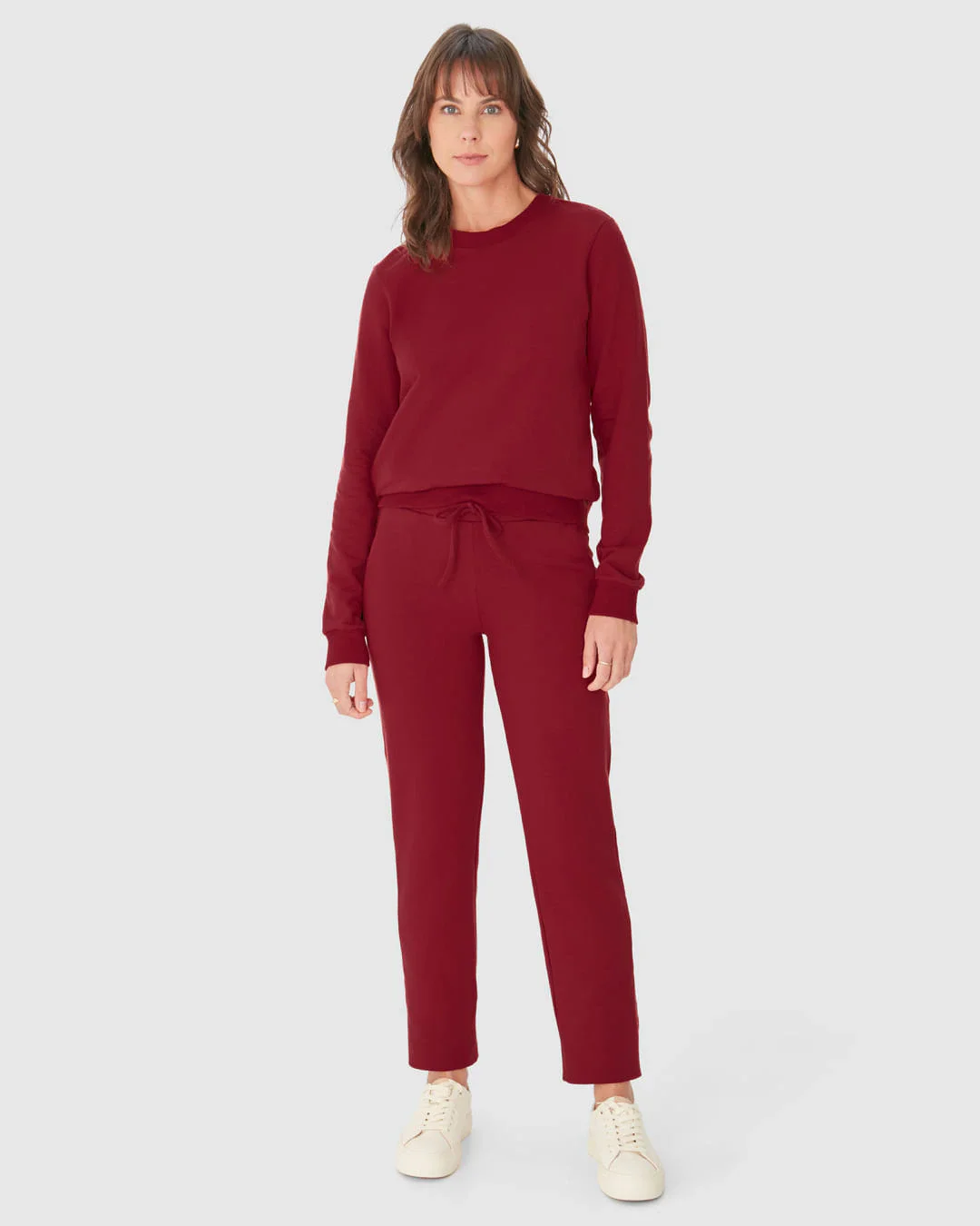 Calça Básica Feminina Reta Em Moletom Stretch Flanelado