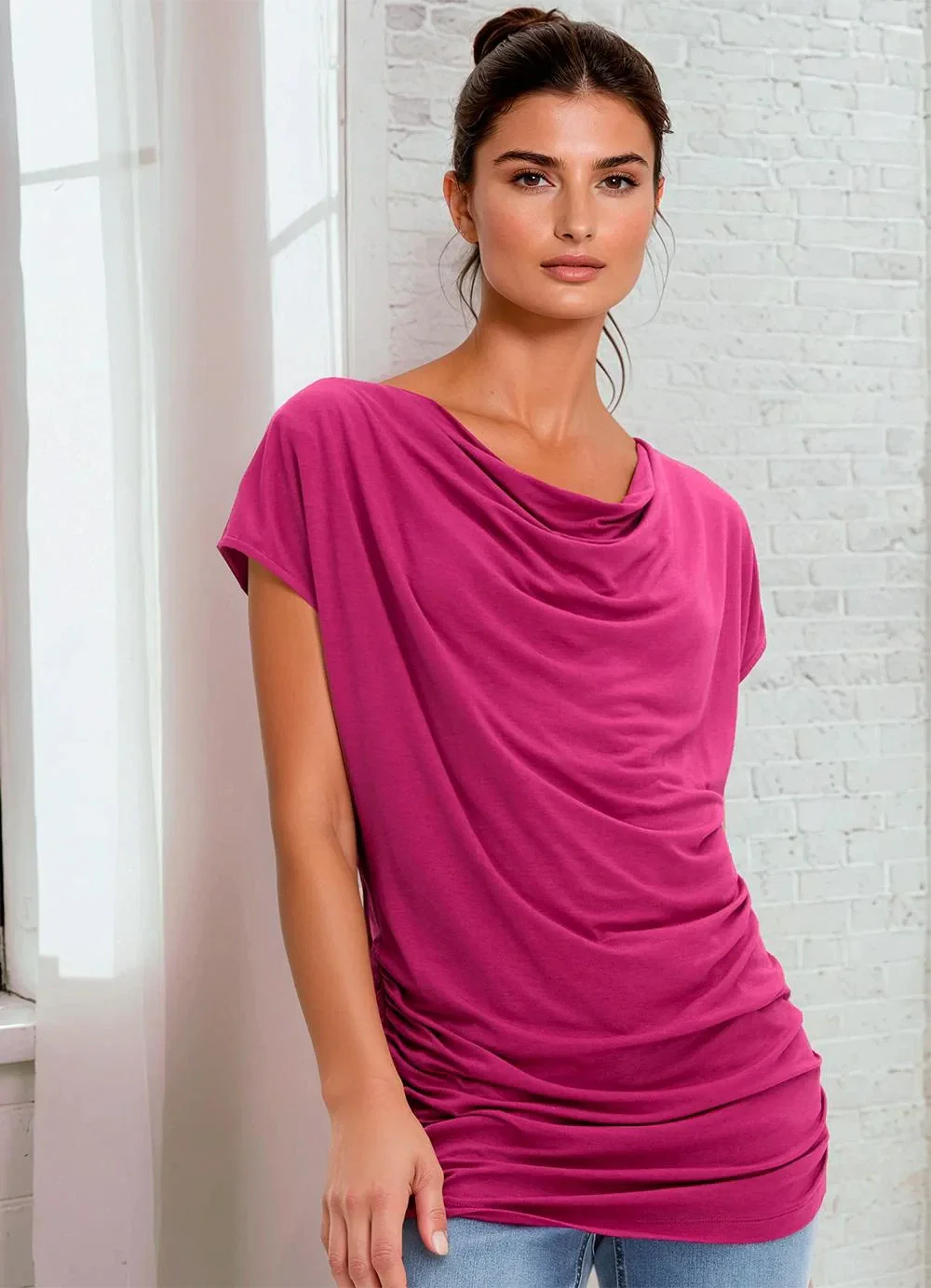 bonprix - Blusa Rosa em Malha de Viscose