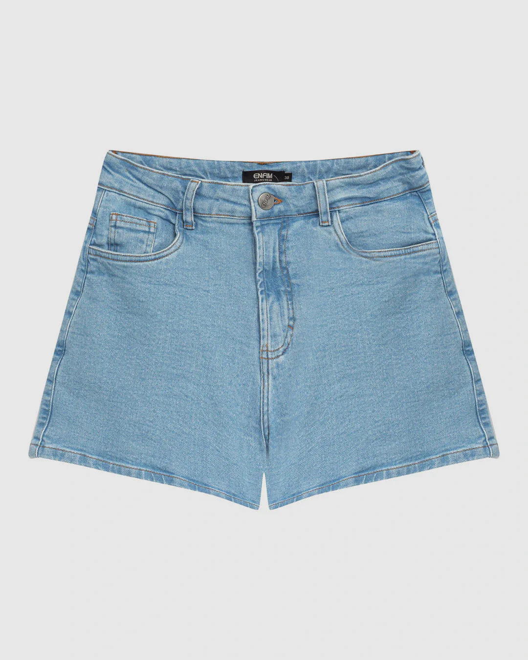 Shorts Feminino Mom Cintura Alta Bolso Funcional Em Jeans Stretch - ENFIM