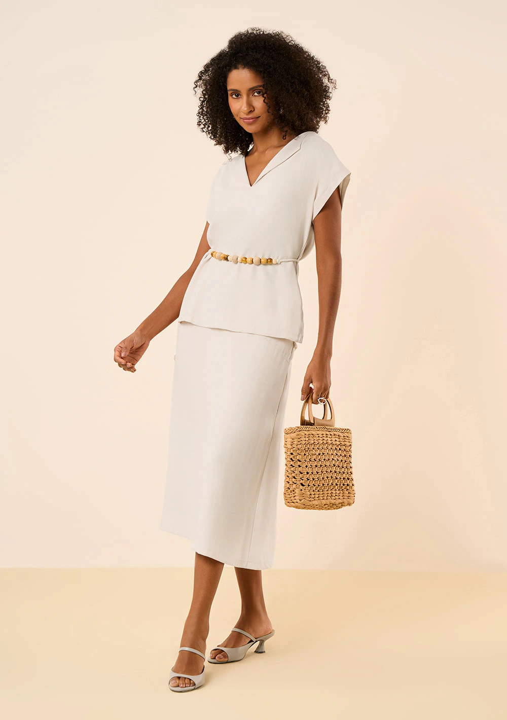 Saia Maria.Valentina Reta Alta Midi Off White