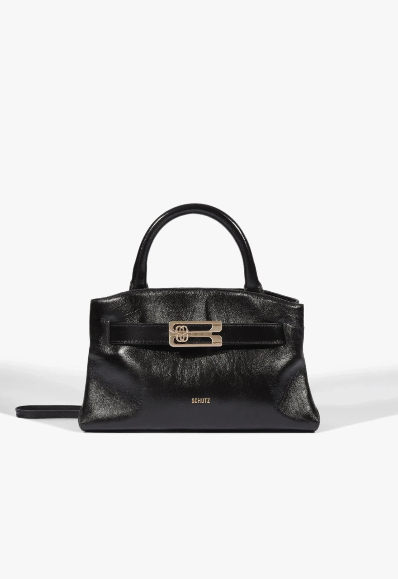 Bolsa Hobo Média Heather Couro Preta