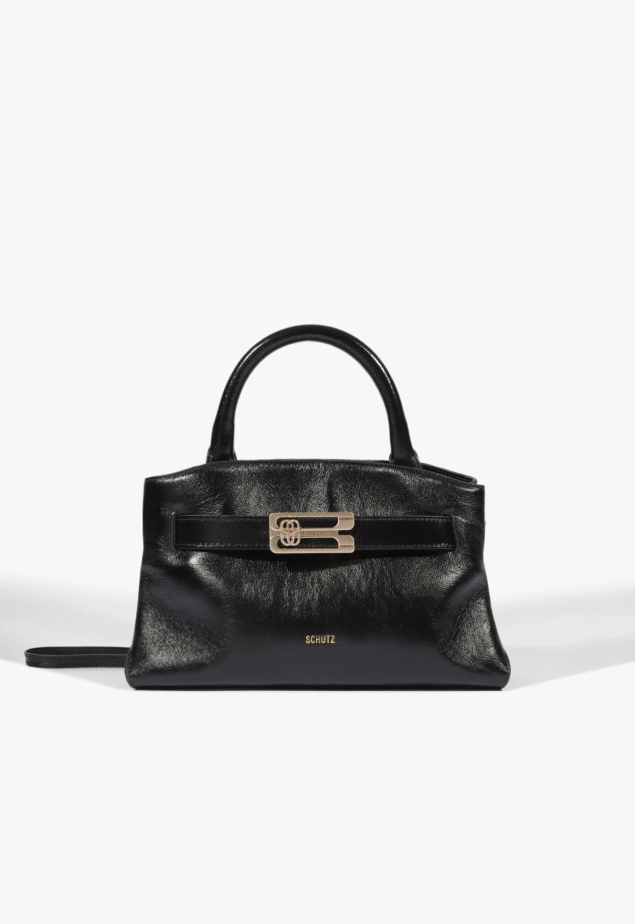 Bolsa Hobo Média Heather Couro Preta