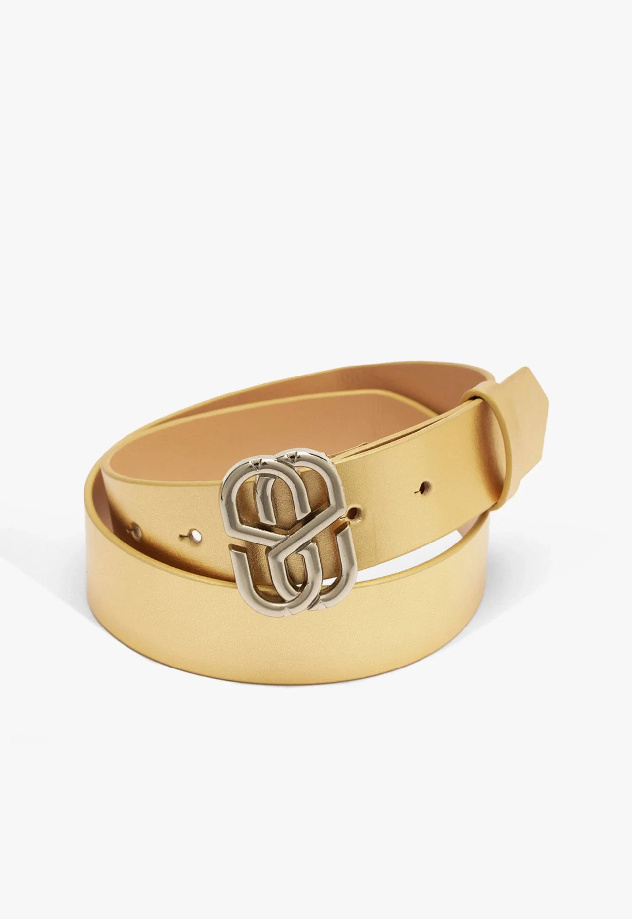 Cinto Emblem Couro Dourado