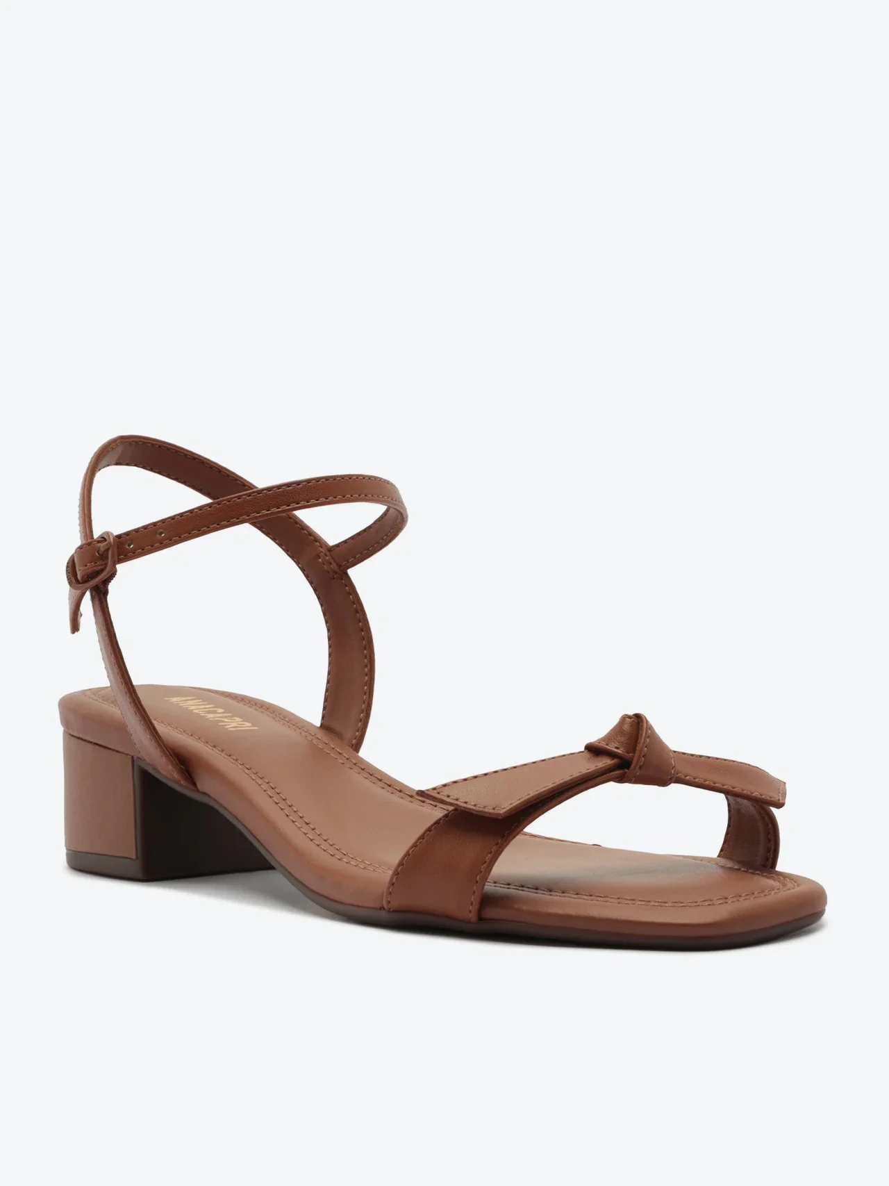 Sandália Salto Bloco Laço Marrom