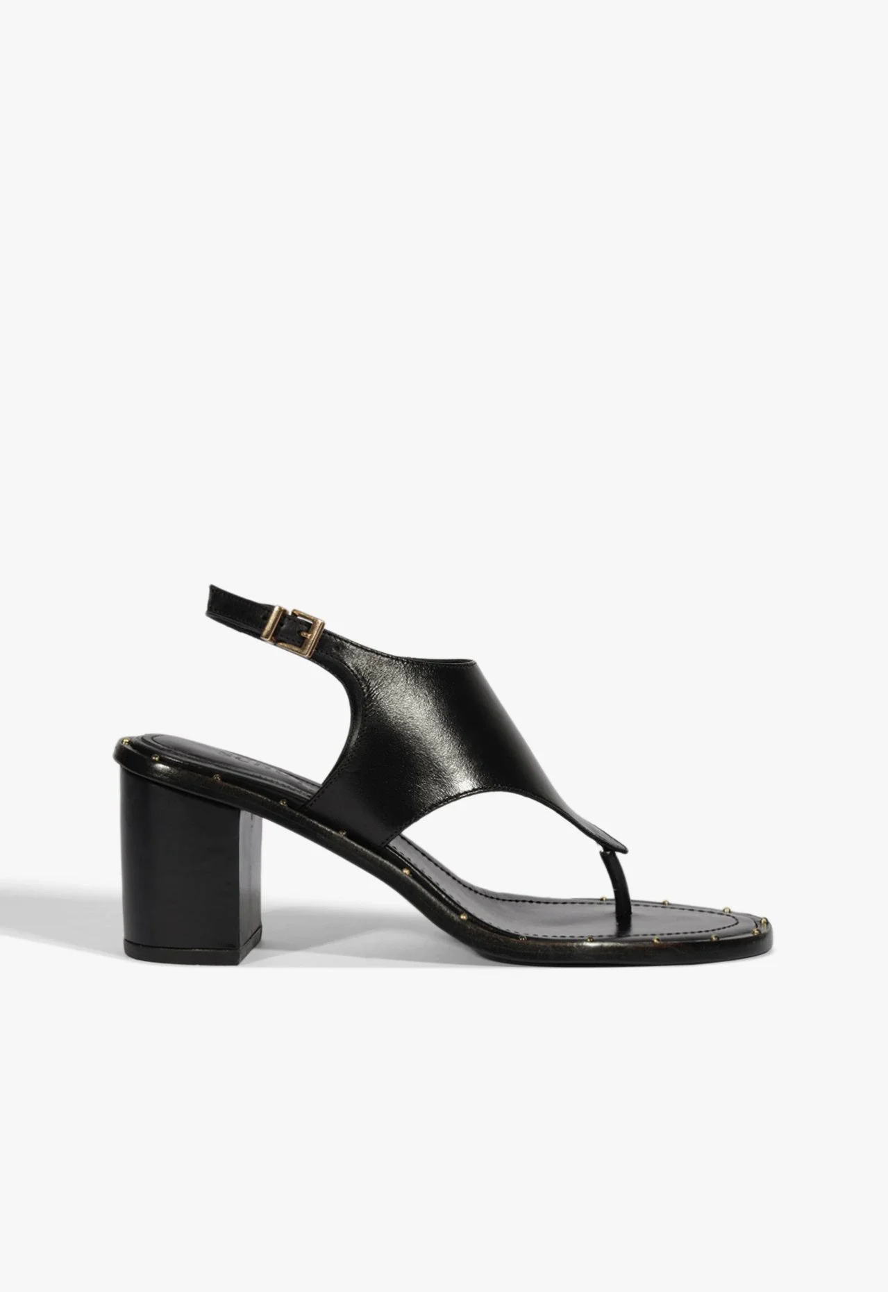 Sandália Salto Bloco Couro Preto