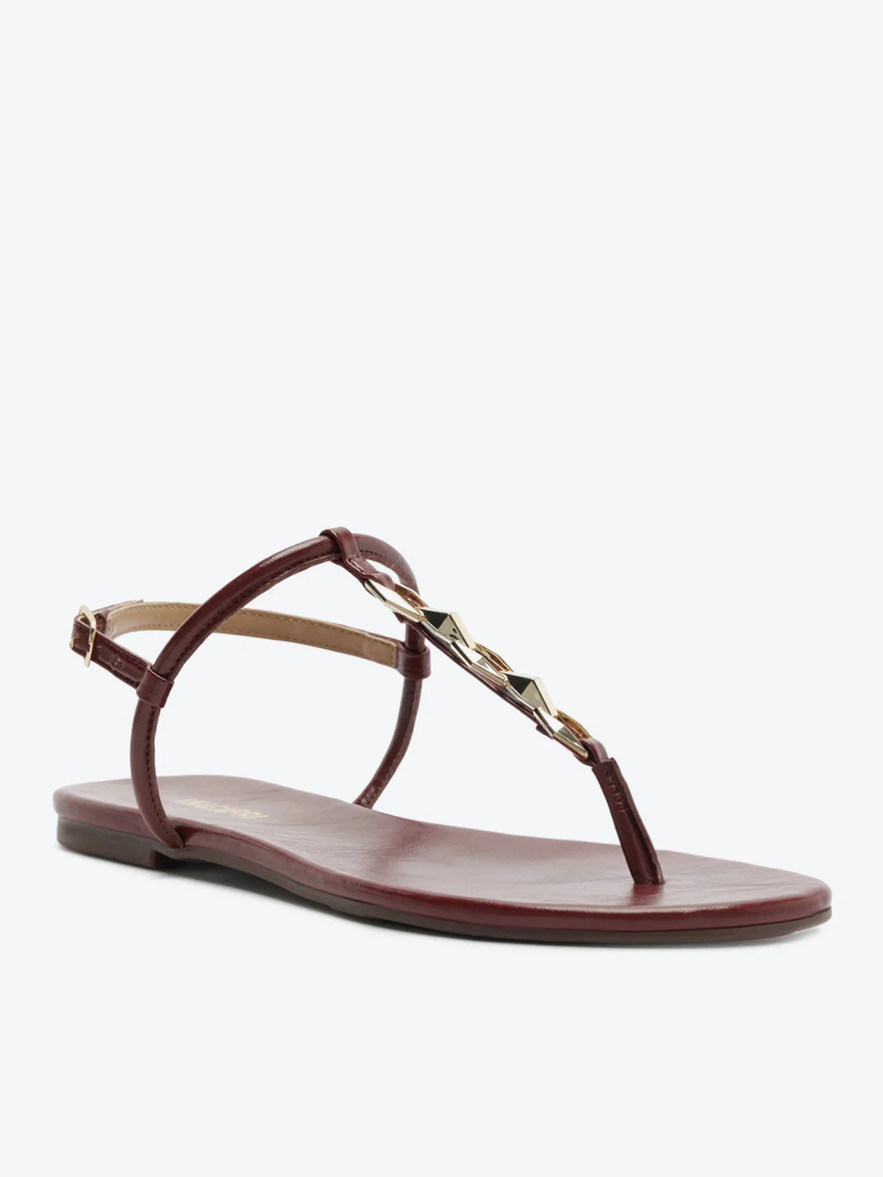 Sandália Rasteira Slim Metal Vermelha