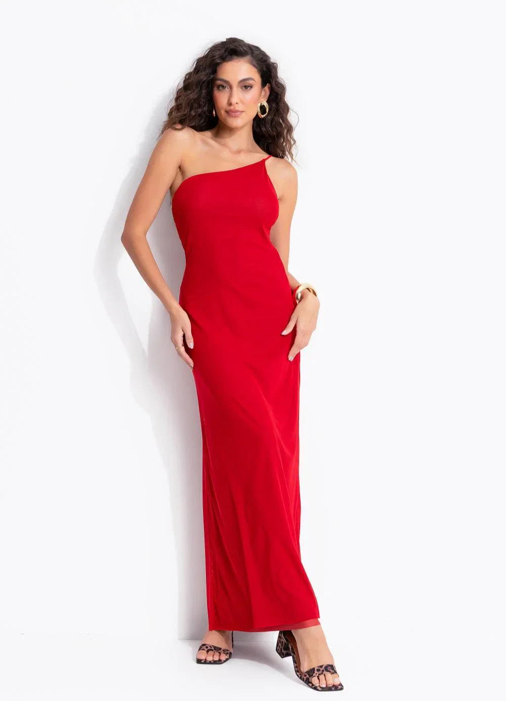 Farm - Vestido Longo Ombro Só Vermelho