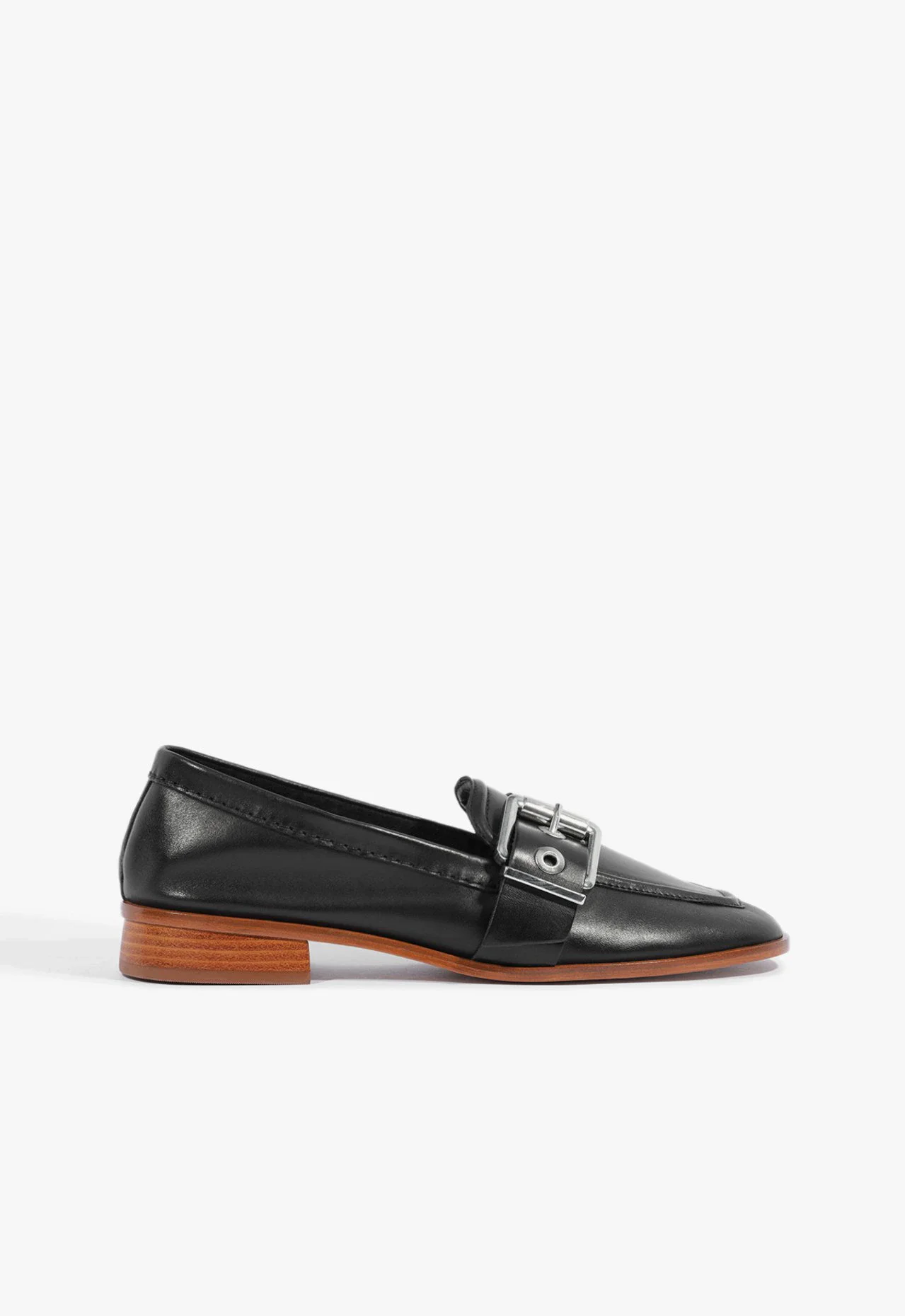 Mocassim Couro Fivela Preto