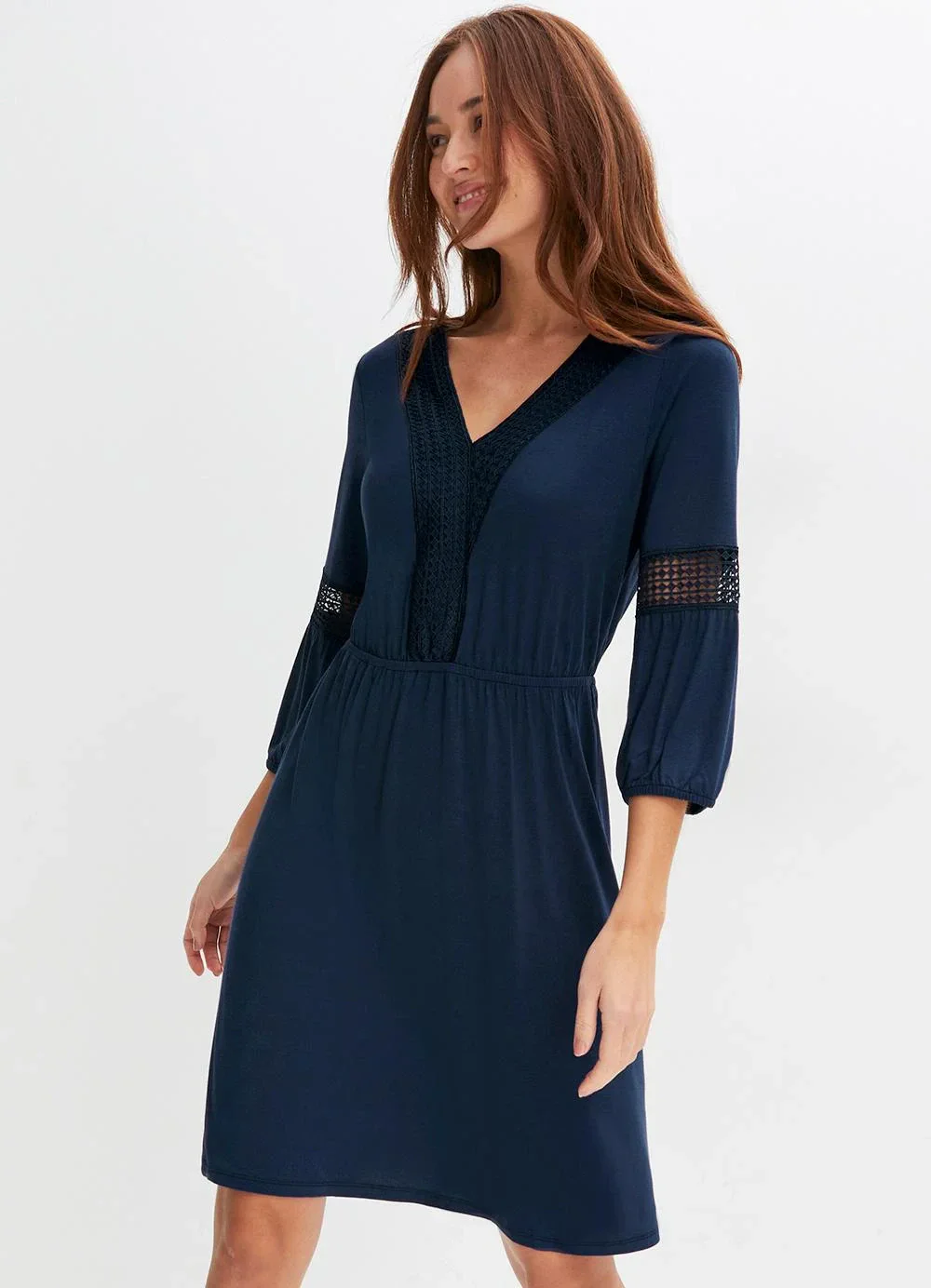 bonprix - Vestido Azul Marinho em Malha de Viscose