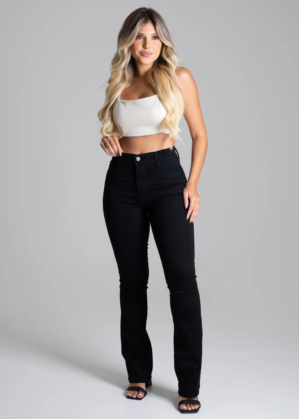 Calça Sarja Sawary Boot Cut - 264080 PRETO