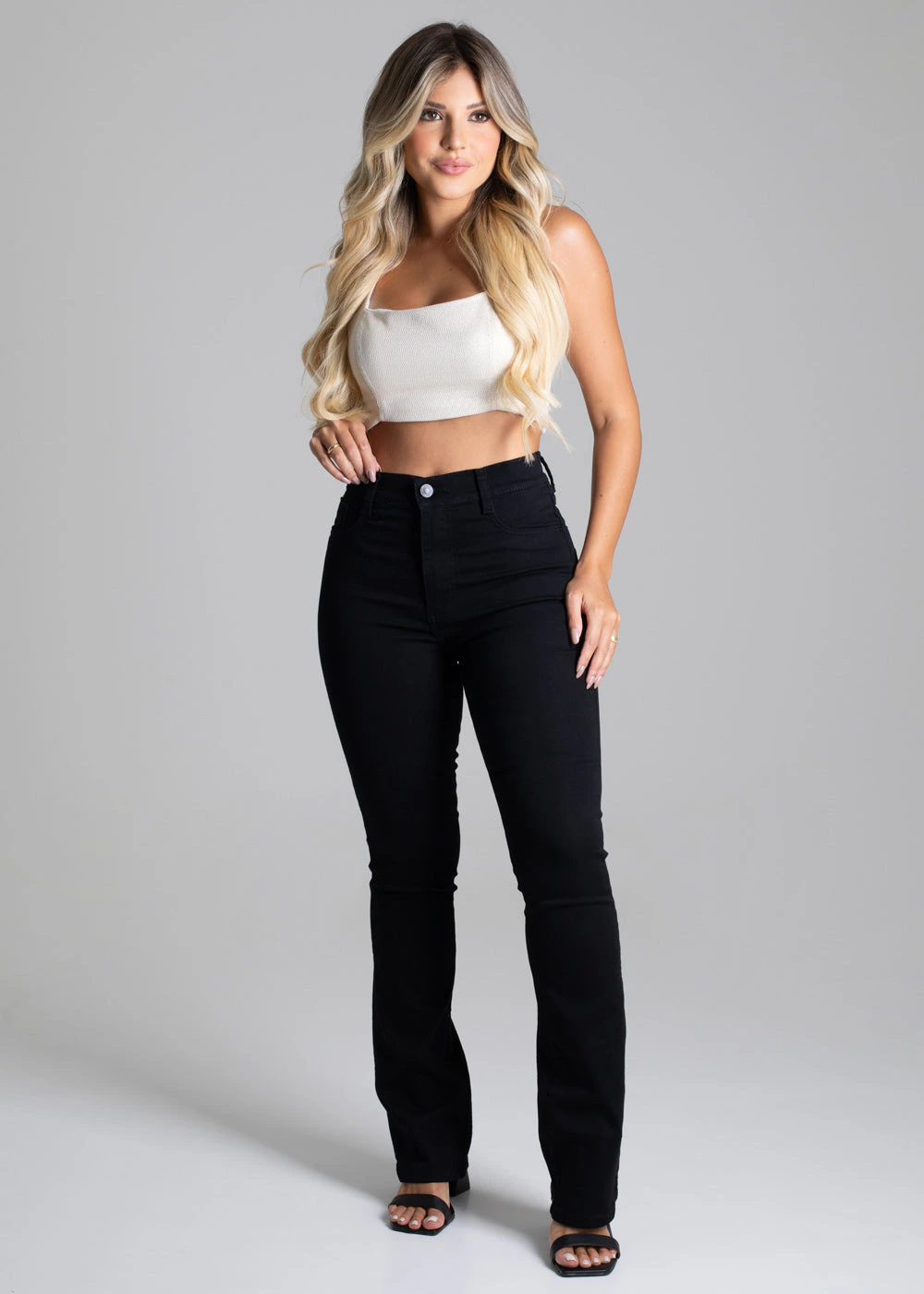 Calça Sarja Sawary Boot Cut - 264080 PRETO
