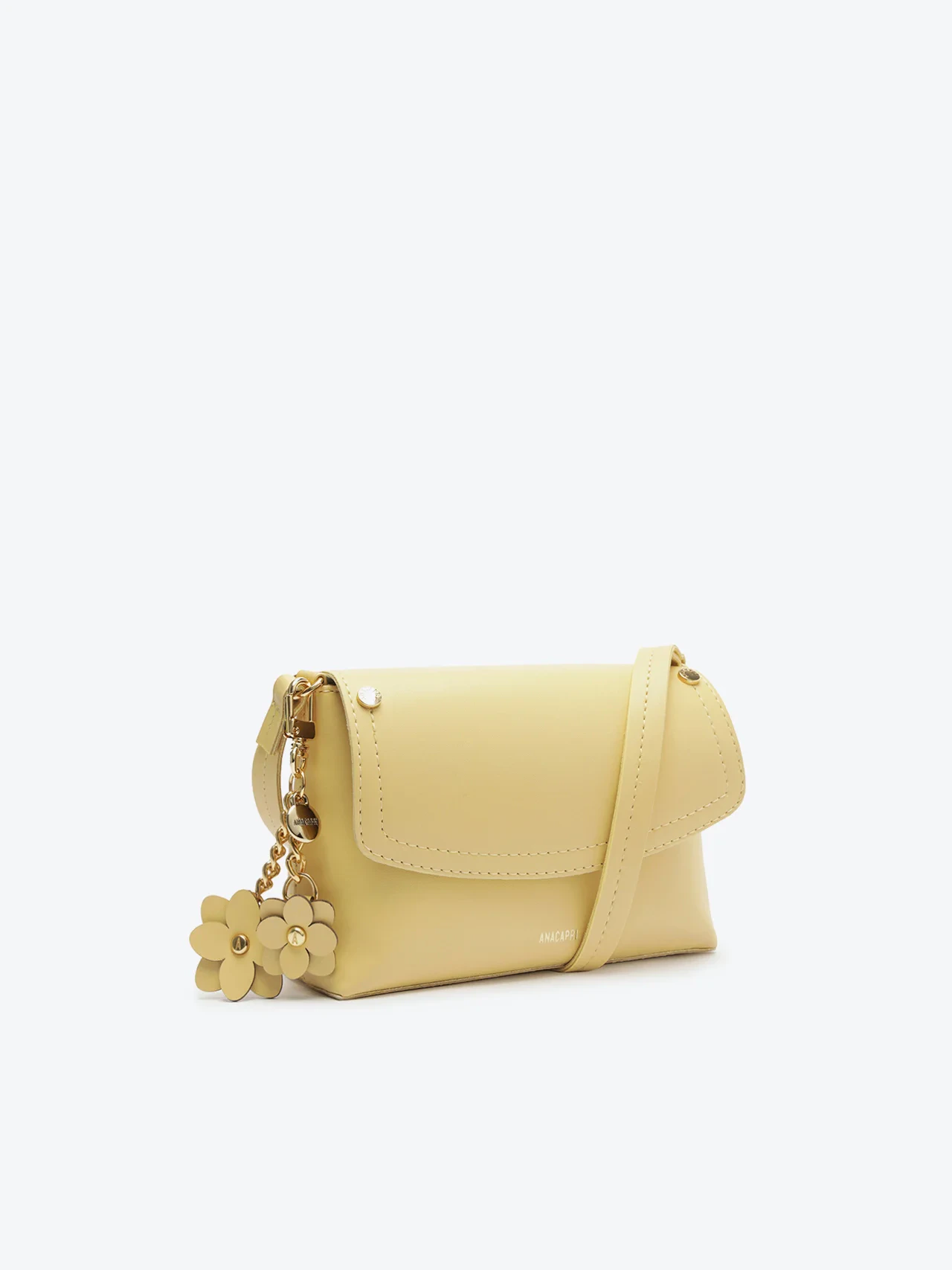 Bolsa Tiracolo Pequena Pingente Flor Amarela