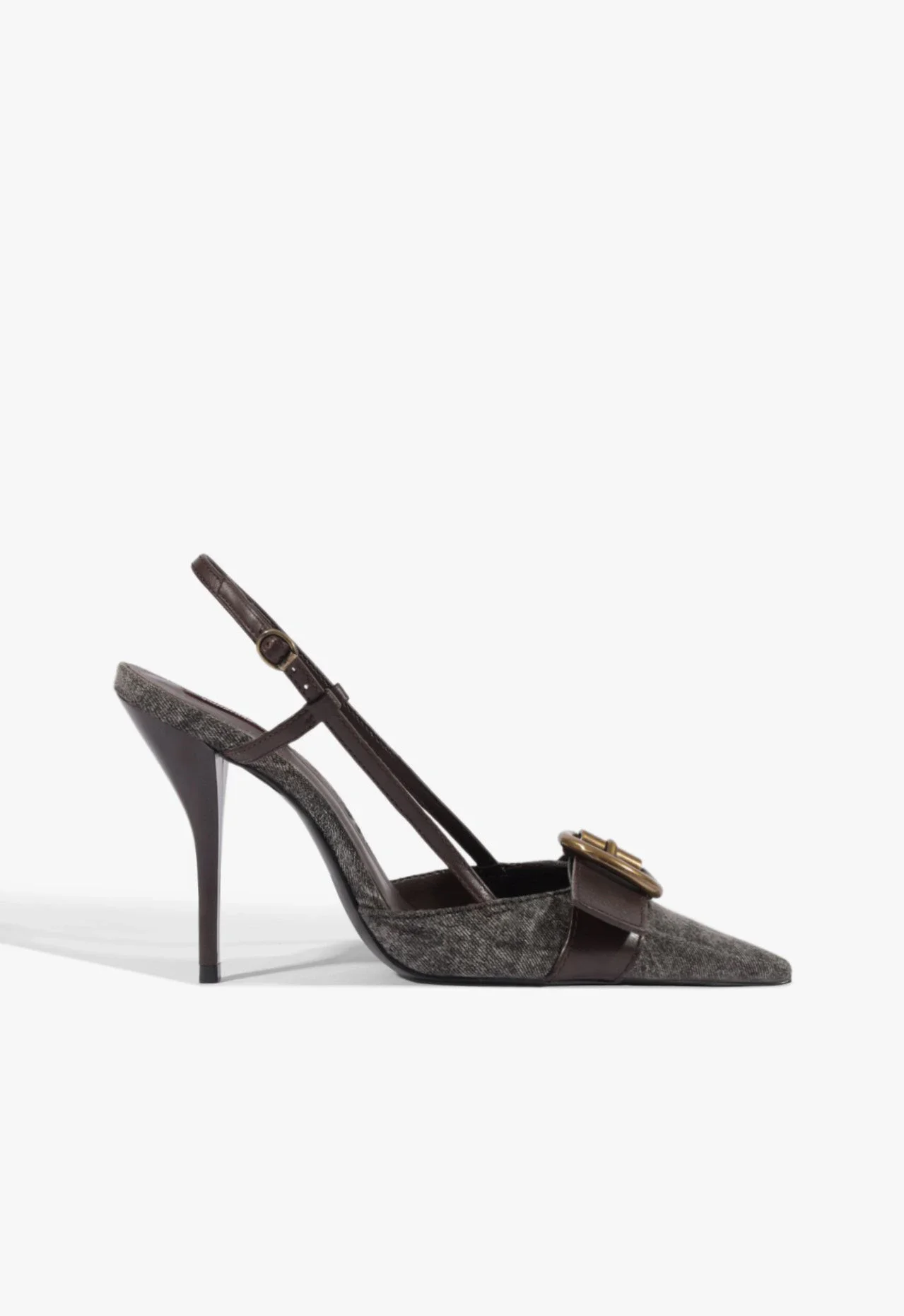 Scarpin Slingback Bico Fino Fivela Preta