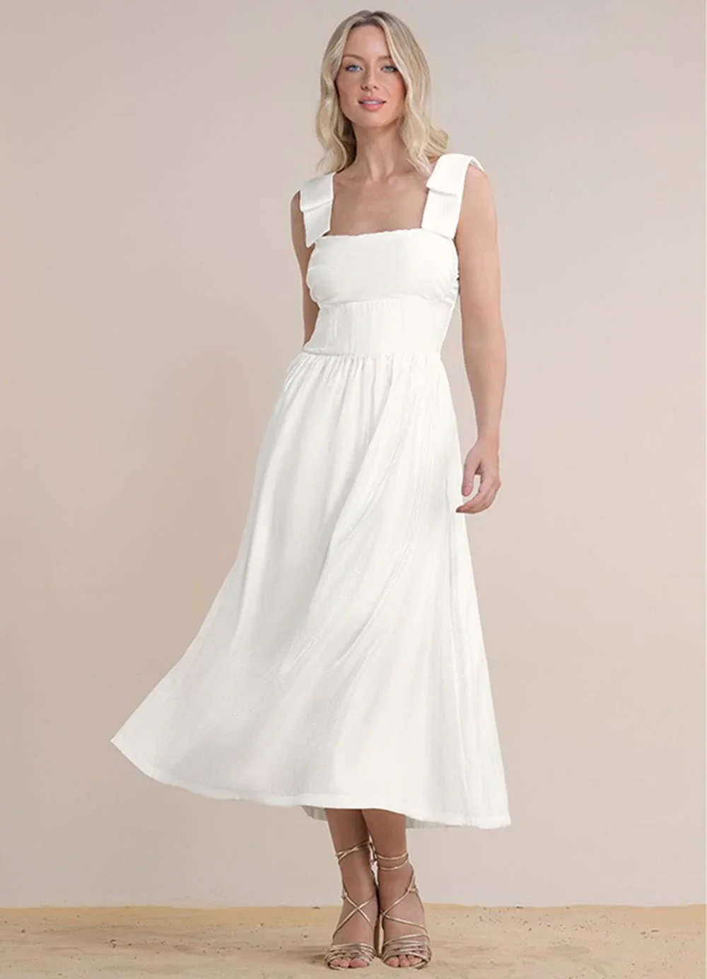 Angel - Vestido Midi Glossy Bege