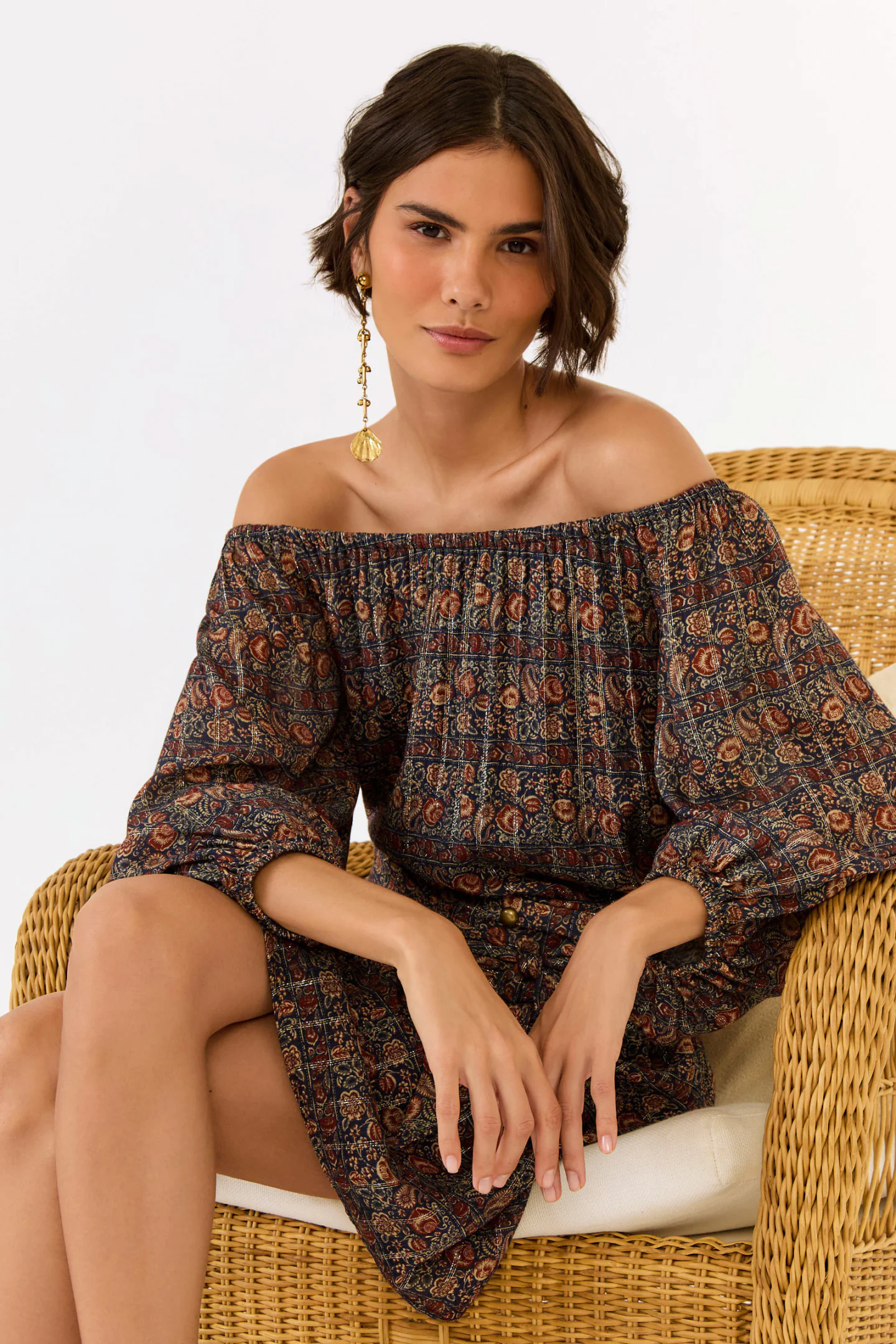 Vestido Curto Estampa Blues