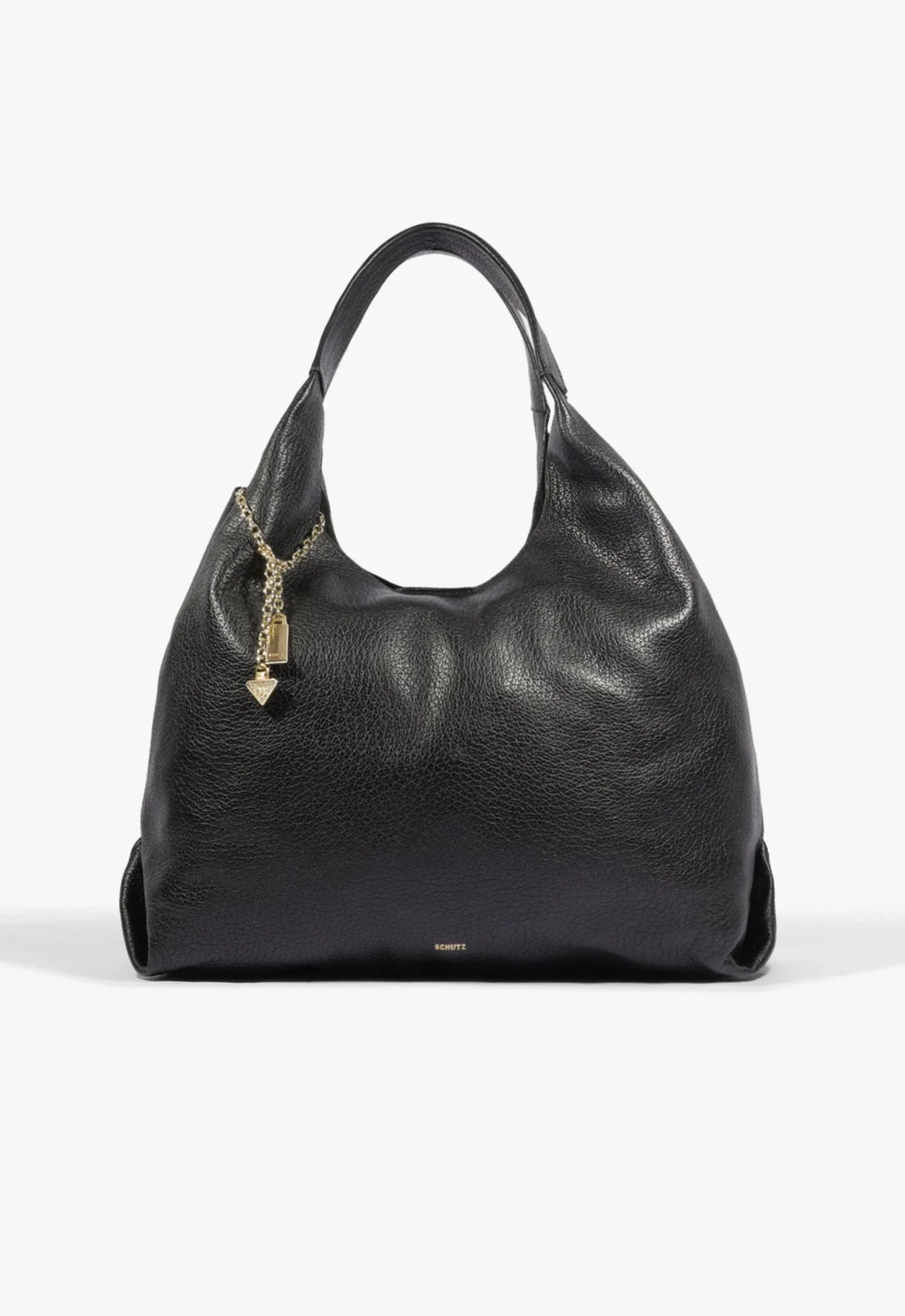 Bolsa Hobo Agnes Couro Preta