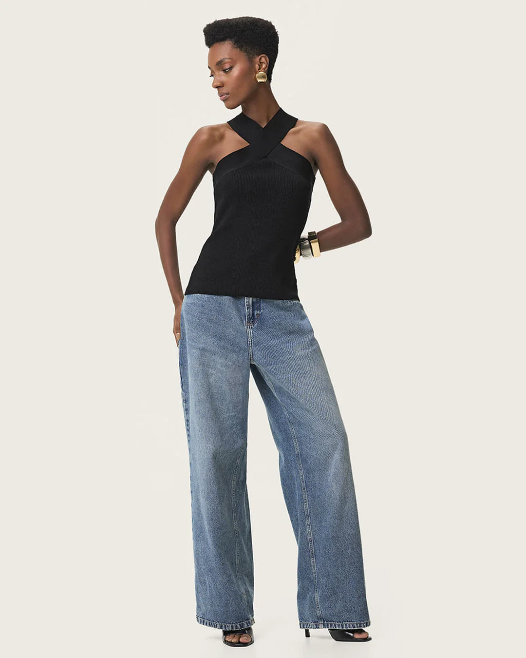 Blusa Justa Feminina Decote Frente Única Cruzada Tricô Canelado - ENFIM