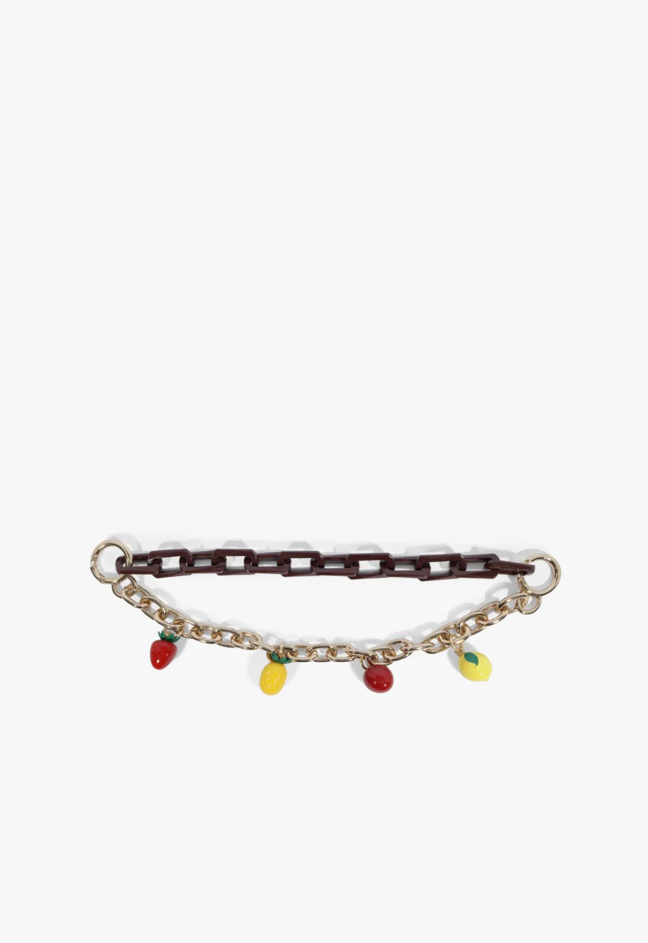 Corrente Pingentes Frutas Multicolorido Marrom