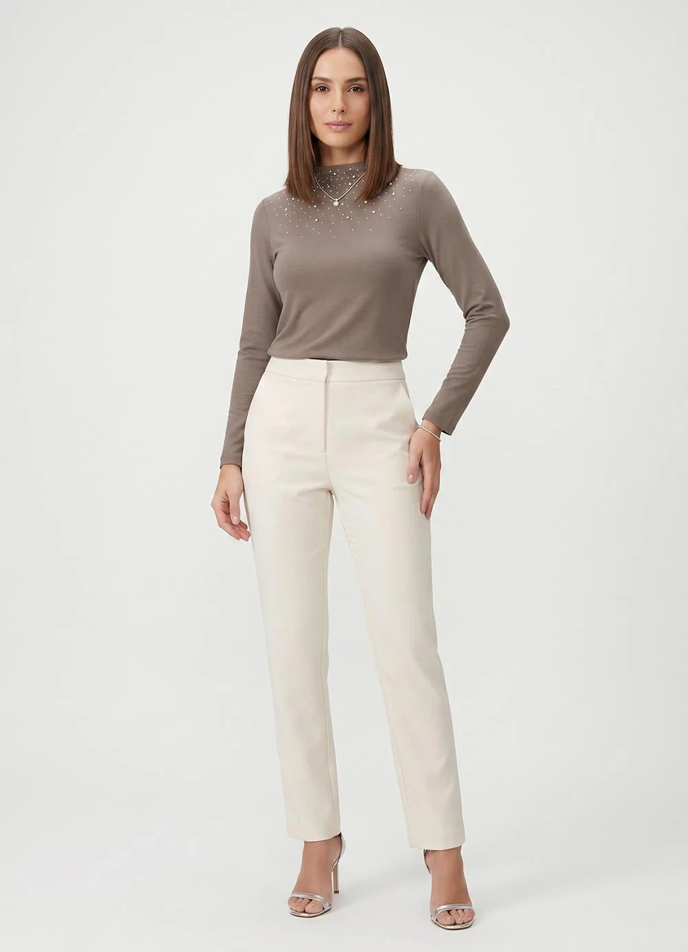 Endless - Blusa Manga Longa com Rebite Marrom