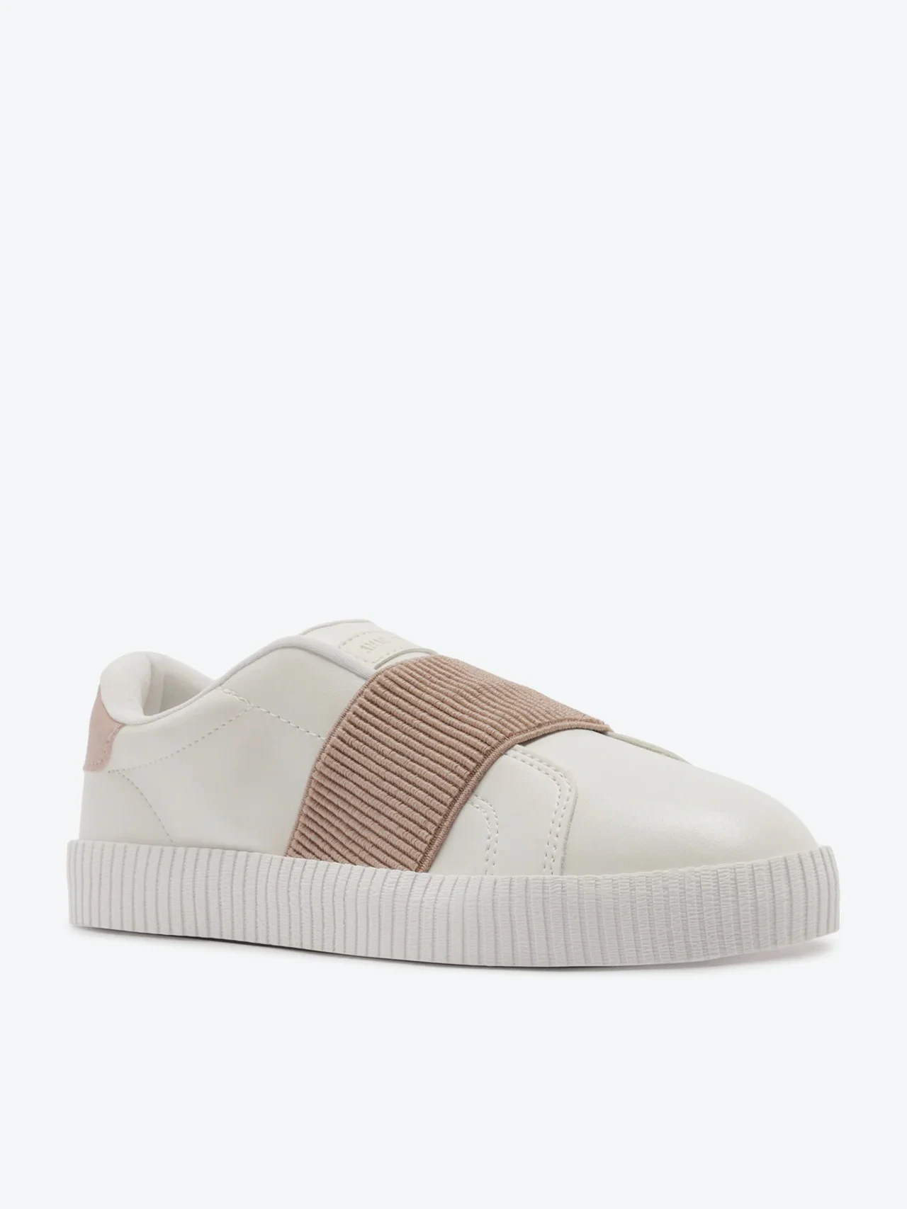Tênis Slip On Branco Elástico Marrom