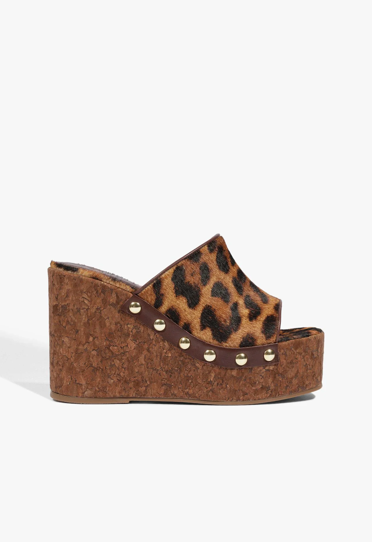 Sandália Tamanco Anabela Leopardo