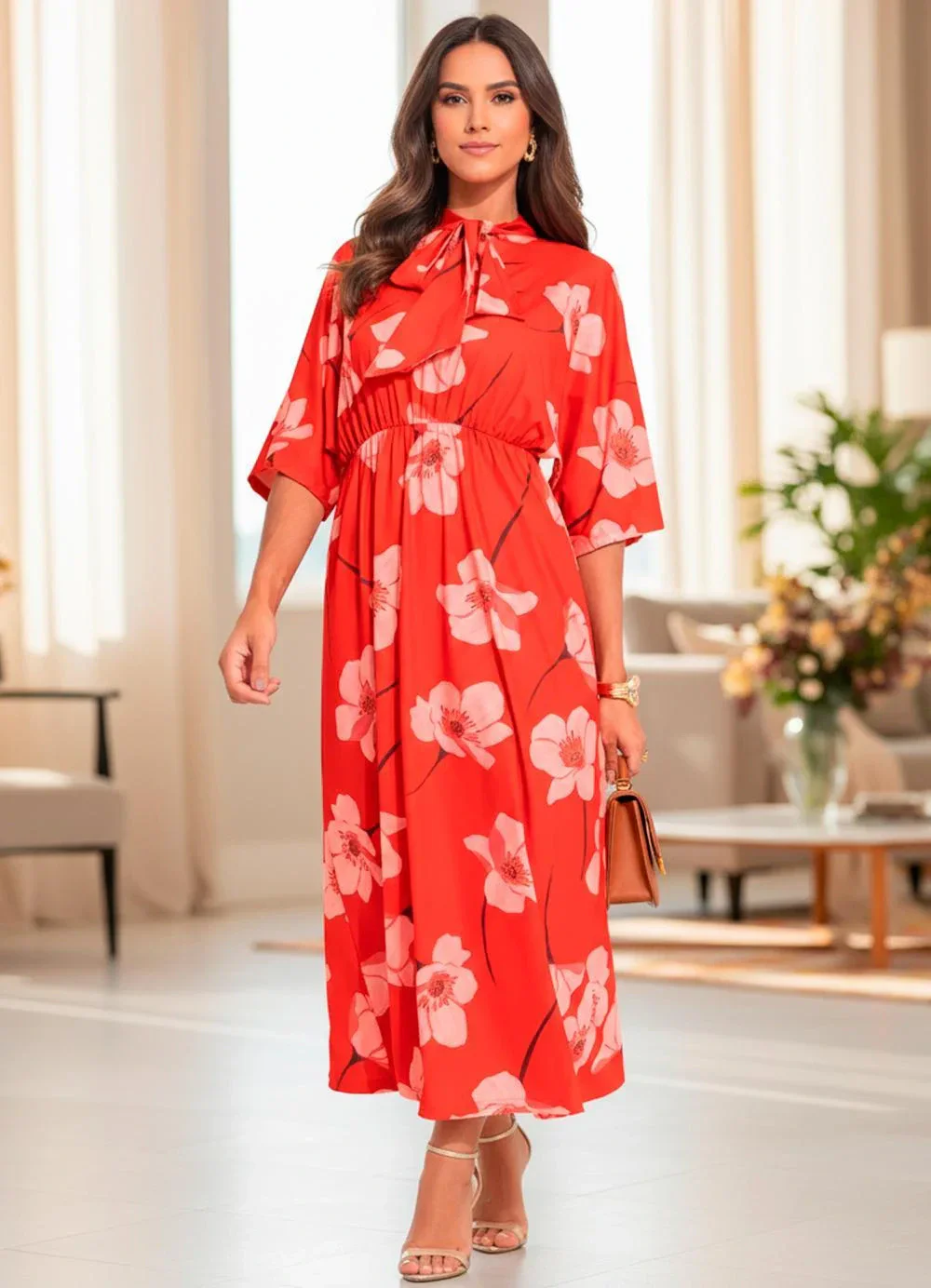 Quintess - Vestido Flores em Malha Fria