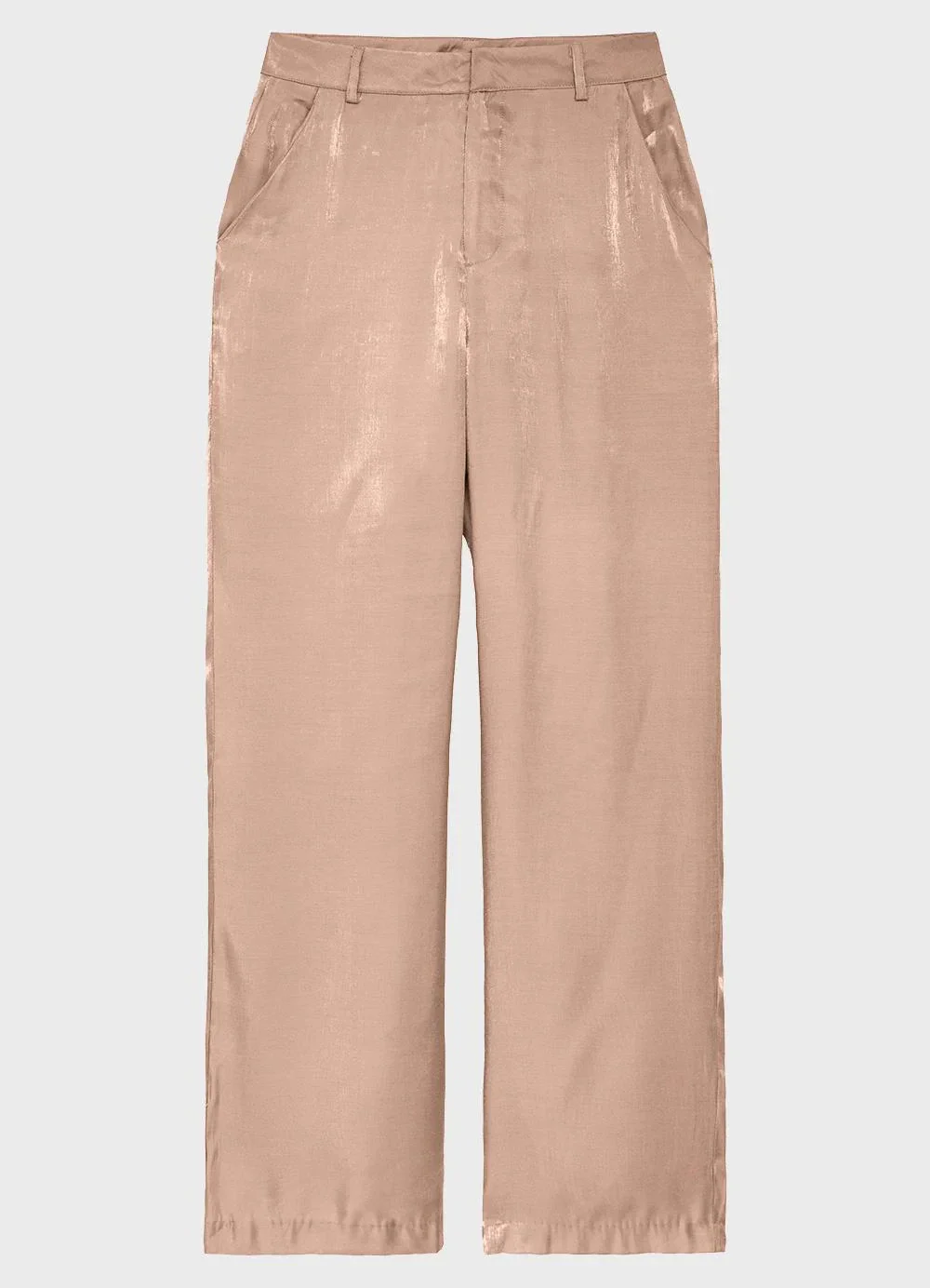 Enfim - Calça Reta em Acetinado Glow Champagne