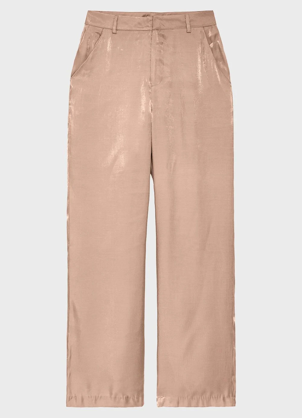 Enfim - Calça Reta em Acetinado Glow Champagne