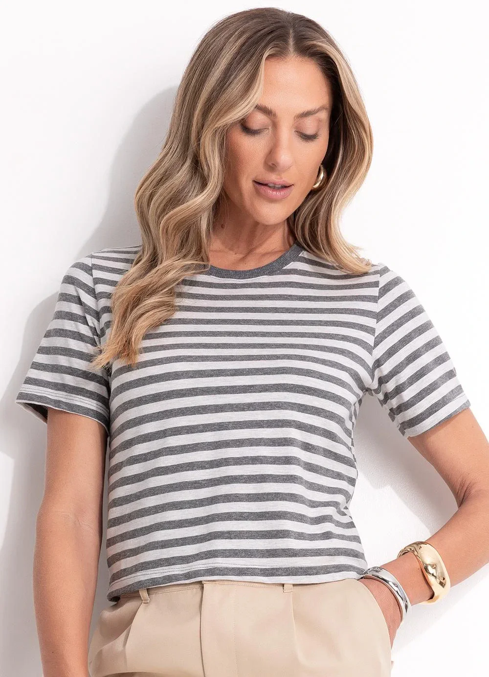 Quintess - Blusa Listrado Mescla