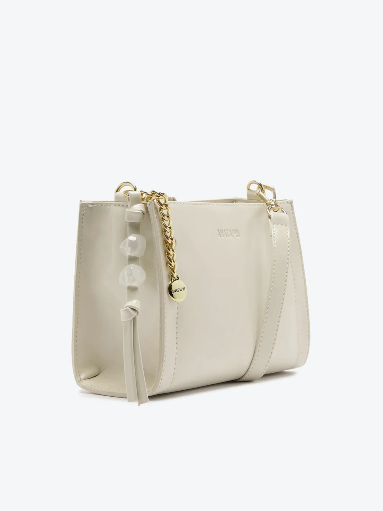 Bolsa Tiracolo Pequena Quadrada Pedraria Branca