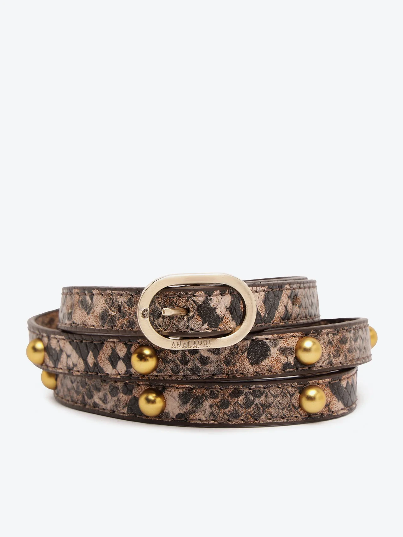 Cinto Médio Fivela Animal Print Marrom