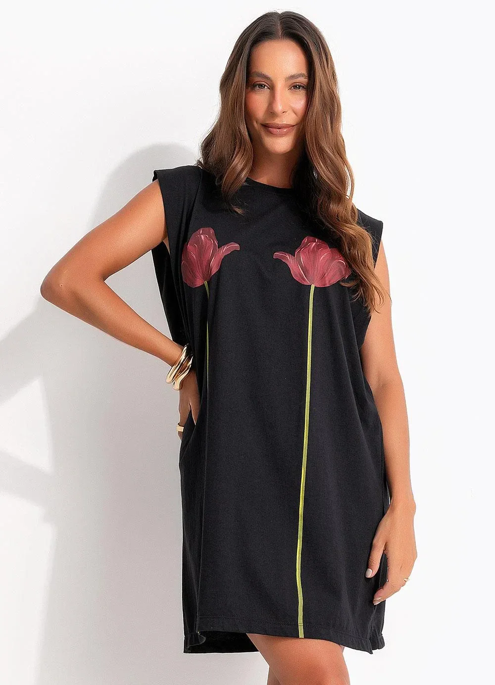 Farm - Vestido Curto Selva de Flor Preto