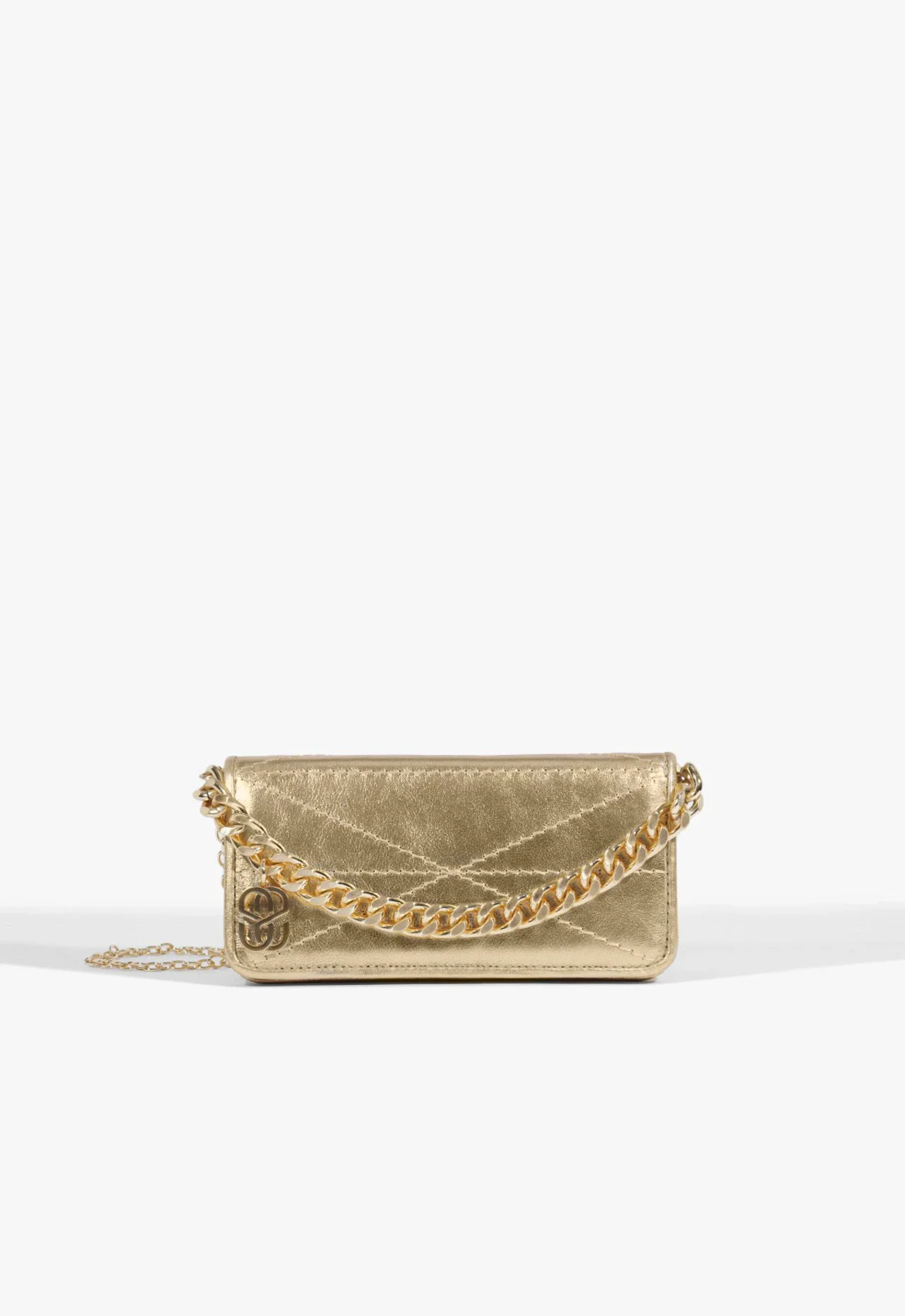 Bolsa Tiracolo Mika Pequena Couro Dourado