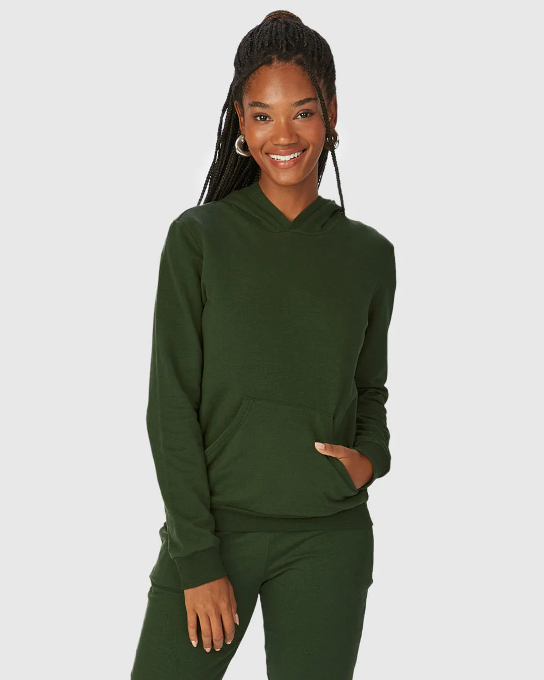 Blusão Básico Feminino Com Capuz Moletom Stretch Flanelado