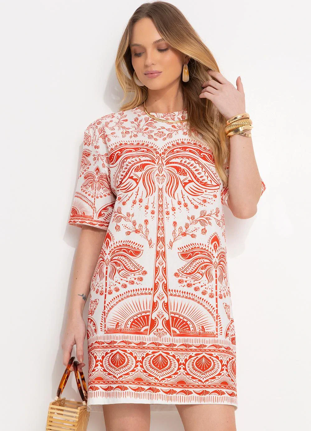 Farm - Vestido T-Shirt Vermelho