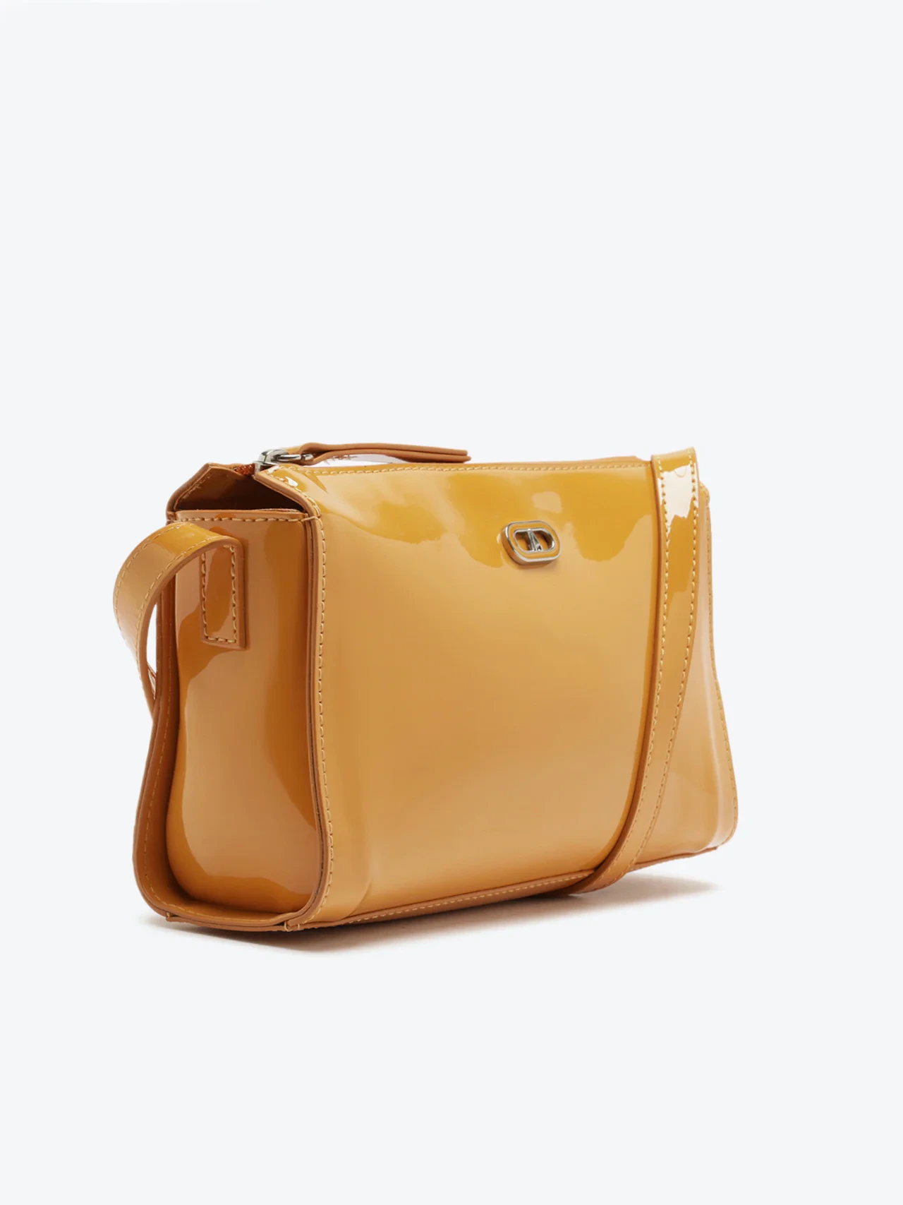 Bolsa Tiracolo Média Verniz Metal Laranja