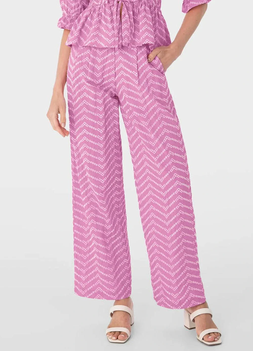 Malwee - Calça Rosa Reta Chevron