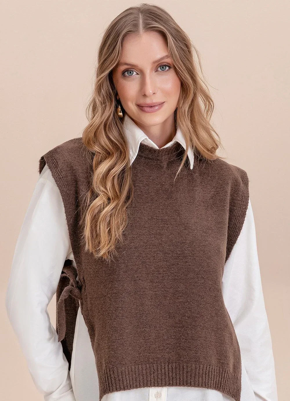 Angel - Colete Tricot Marrom