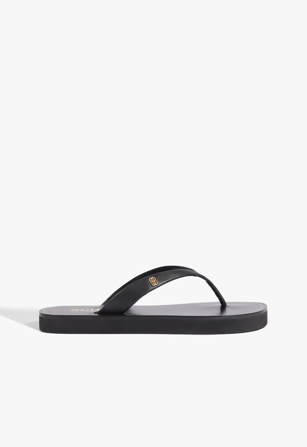 Chinelo Flatform Bico Redondo Couro Preta