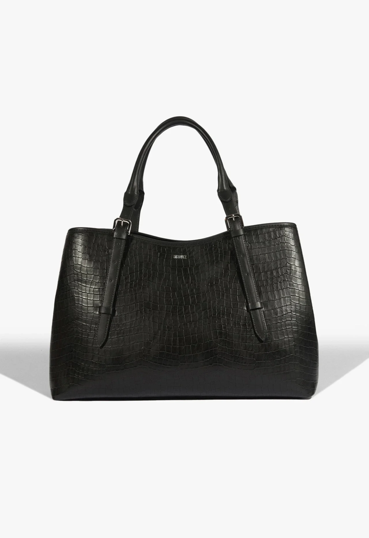 Bolsa Tote Grande Maeve Croco Preta